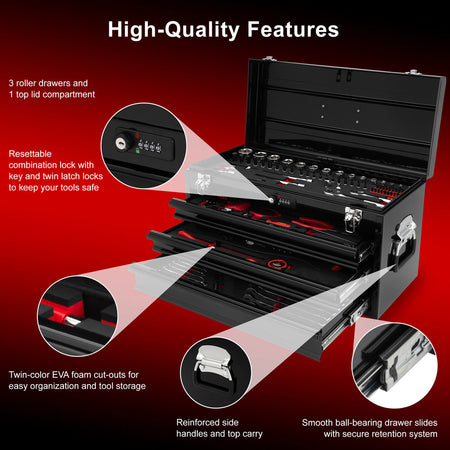 Tusk Moto Toolbox with 129-Piece Tool Set - Factory Minibikes