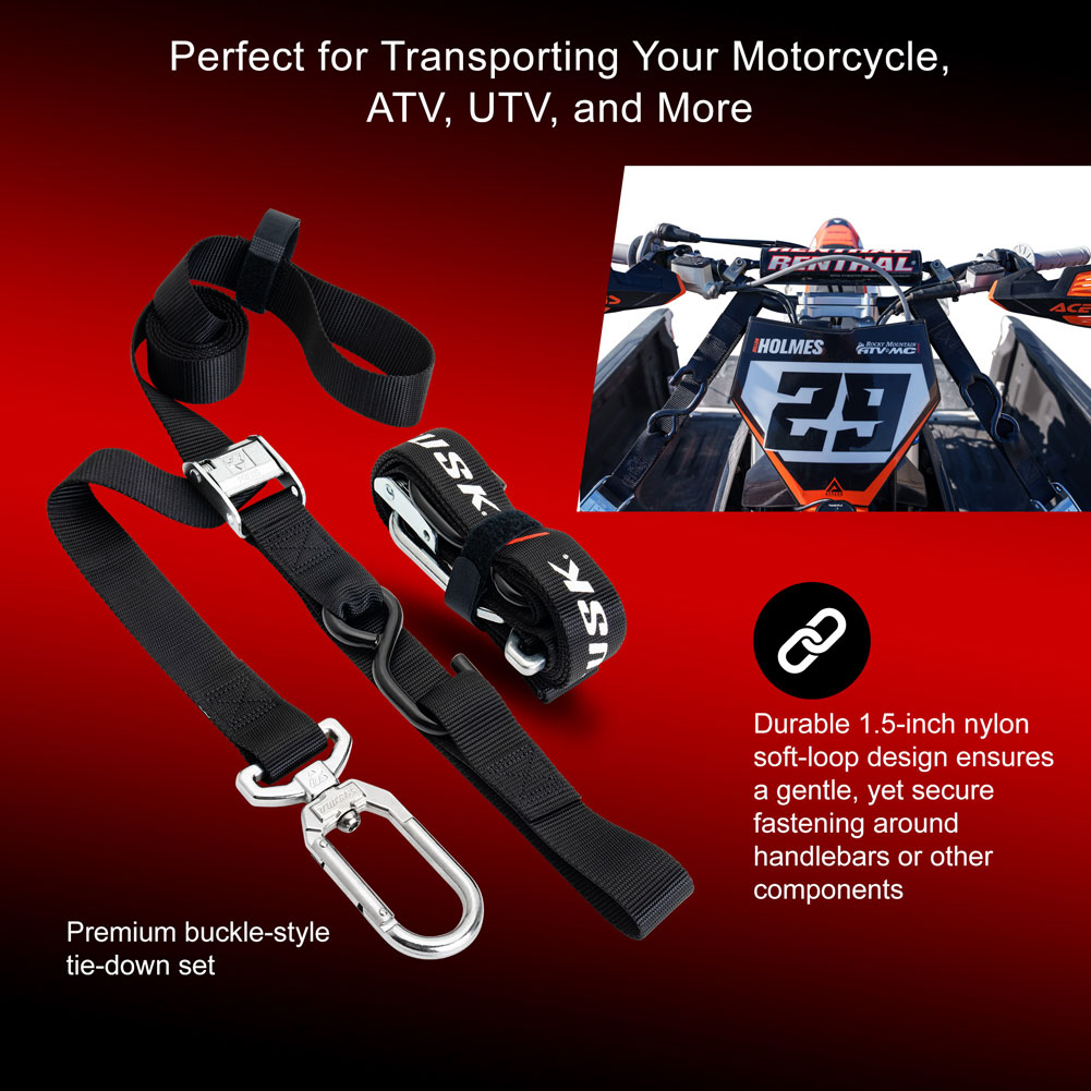 Tusk Swivel-Hook Carabiner Soft-Loop Tie Downs - Factory Minibikes