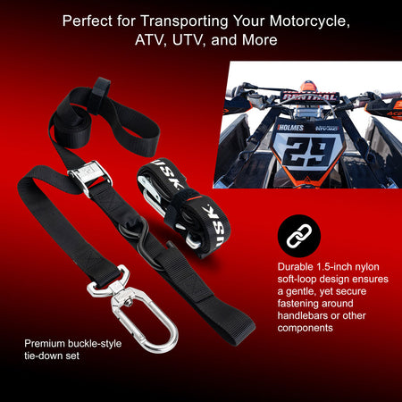 Tusk Swivel-Hook Carabiner Soft-Loop Tie Downs - Factory Minibikes