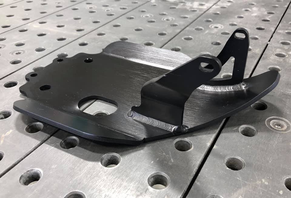 MB-MX Skid Plate - Black/Red/Clear Anodize - CRF110 - Factory Minibikes