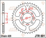 JT Rear Steel Sprocket 420 Pitch - KLX110 - Factory Minibikes