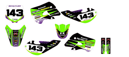 KLX110 Factory Minibikes Custom Graphics Kit w/ Name & Numbers - Factory Minibikes