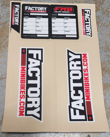 Fork Tube and Setup Stickers - Factory Minibikes