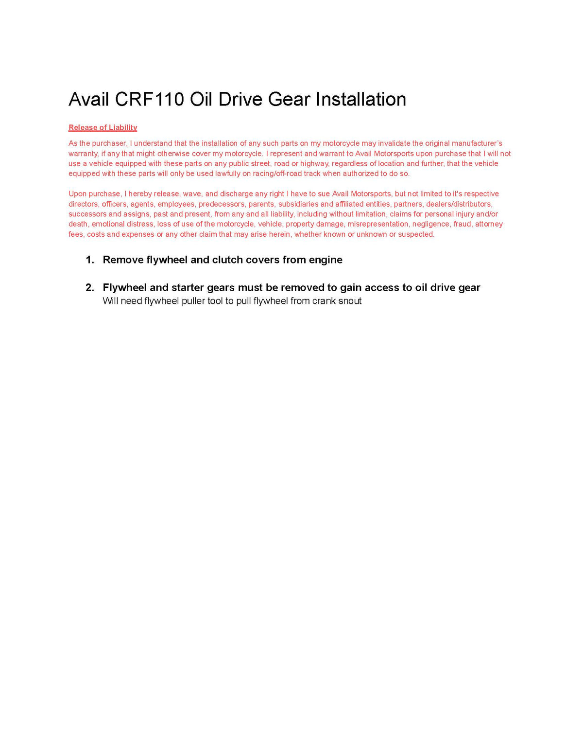 HD Oil Pump Drive Gear - Honda CRF110F - Factory Minibikes