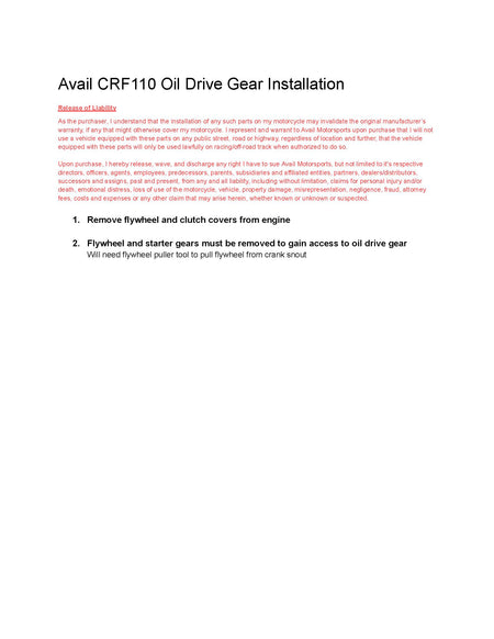 HD Oil Pump Drive Gear - Honda CRF110F - Factory Minibikes