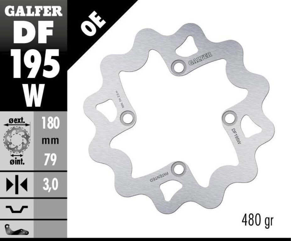 Disco Freno Posteriore GALFER DF039W Wave Solid-Mount – Design Onde Brevettato – Per Moto – Acciaio Inox 420 SS/8
