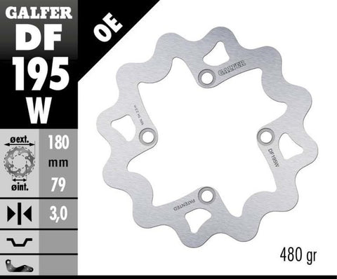 Galfer Solid Mount Wave Rotor - Brake Disc - DF195W - 180mm - Factory Minibikes