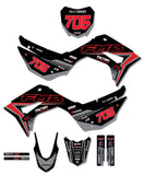 CRF110 Factory Minibikes Custom Graphics Kit w/ Name & Numbers - Factory Minibikes