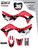 CRF110 Factory Minibikes Custom Graphics Kit w/ Name & Numbers - Factory Minibikes