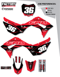 CRF110 Factory Minibikes Custom Graphics Kit w/ Name & Numbers - Factory Minibikes