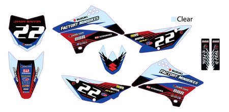 KLX110 Factory Minibikes Custom Graphics Kit w/ Name & Numbers - Factory Minibikes