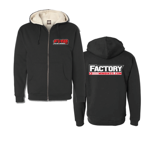 NEW 2022 Factory Sherpa Lined Black Hoodie - Factory Minibikes