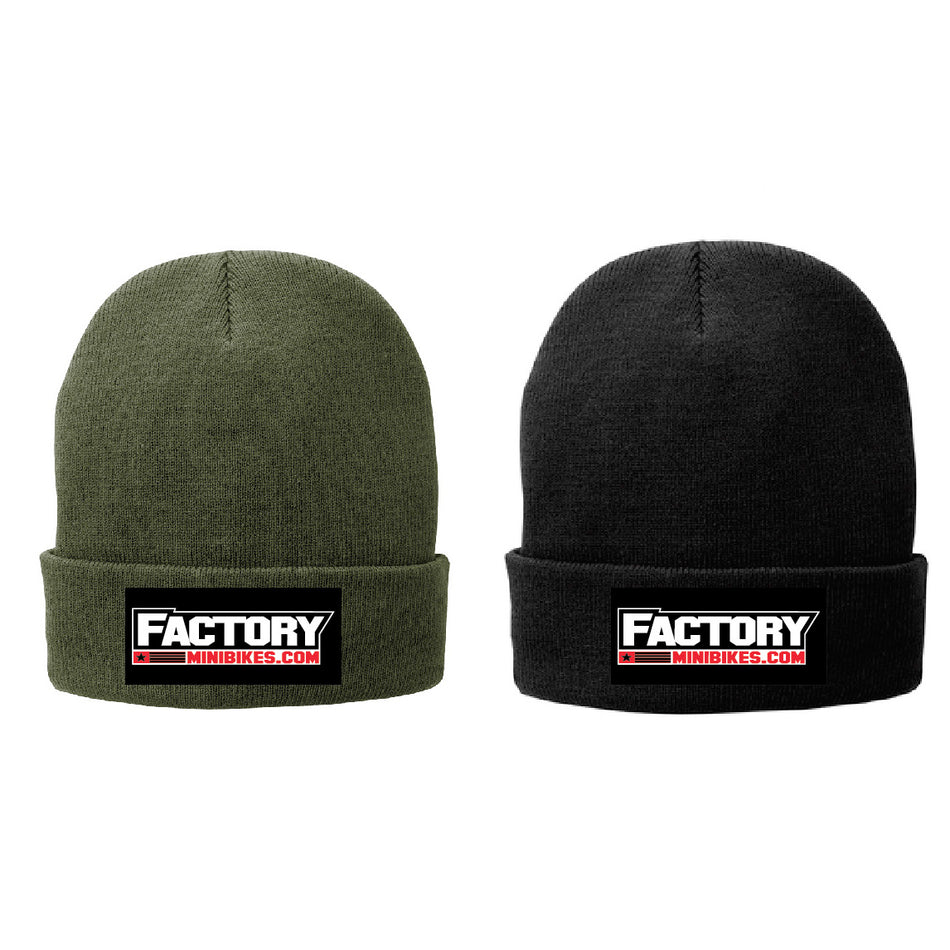 New 2022 Factory Patch Fleece Lined Beanie - Factory Minibikes
