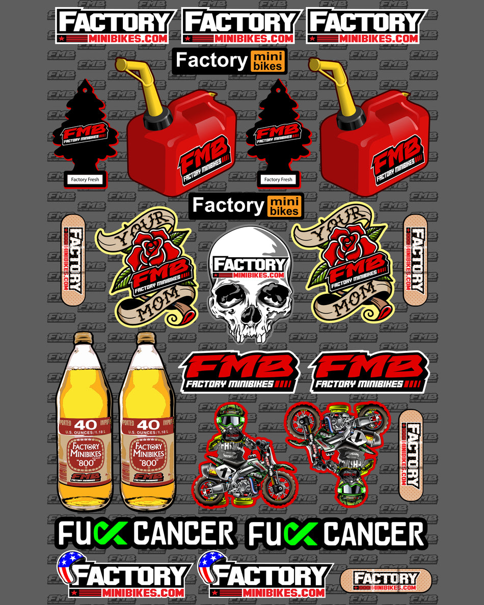 Factory Minibike Decal Sheet Large - Factory Minibikes